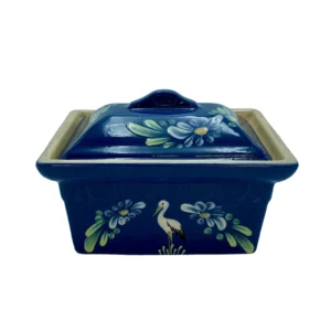 Terrine rectangulaire bleu jean cigogne